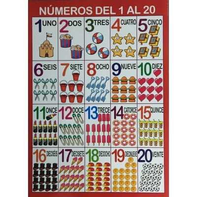 Láminas didácticas "LOS NÚMEROS DEL 1 AL 20" 50x70 cm