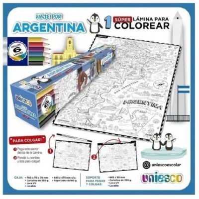 Lamina doble para colorear y pintar "ARGENTINA" Uniesco.