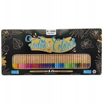 Lapices de colores largos Coloring x48 unidades en lata Mooving