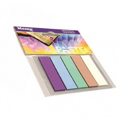 Señalador Banderita 10x44 mm x30 hojas PASTEL blister x5 Memo Fix