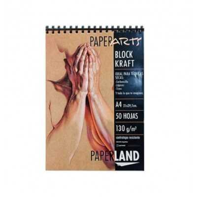 Block Paperarts de 130 gramos A4 Kraft con Espiral x50 hojas Paperland