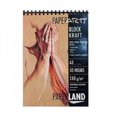 Block Paperarts de 130 gramos A3 Kraft con Espiral x50 hojas Paperland