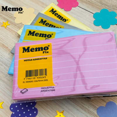 Nota adhesiva 123x74mm RAYADOS x80 hojas Memo Fix