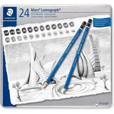 Lapices lumograph x24 graduaciones en lata Staedtler