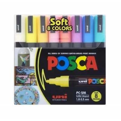 Set de marcadores PC-5M Posca x8 colores Soft pastel Uni