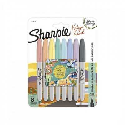 Marcadores punta fina x8 unidades +5 stickers Vintage Sharpie