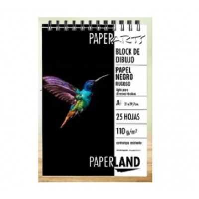 Block Paperarts A3 de 110 grs Hojas Negras  x25 hojas espiraladas Paperland