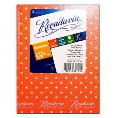 Cuaderno ABC 19x23 cm rayado LUNARES NARANJA x48 hojas Rivadavia