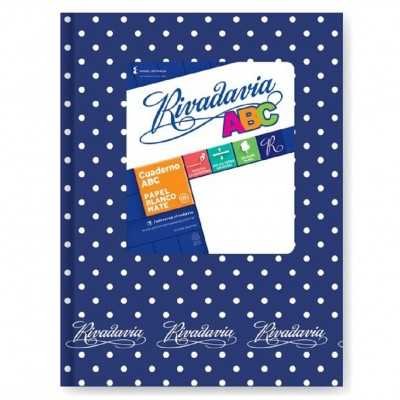 Cuaderno ABC 19x23 cm rayado LUNARES AZUL x48 hojas Rivadavia