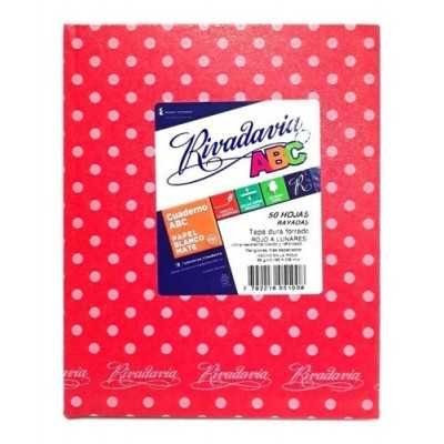 Cuaderno ABC 19x23 cm rayado LUNARES ROJO x48 hojas Rivadavia