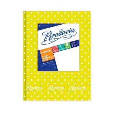 Cuaderno tapa de cartón rayado LUNARES AMARILLO x50 hojas Rivadavia