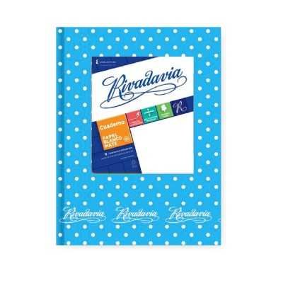 Cuaderno tapa de cartón rayado LUNARES CELESTE x50 hojas Rivadavia