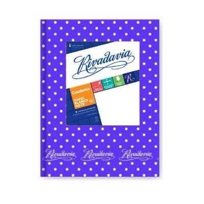 Cuaderno tapa de cartón rayado LUNARES LILA x50 hojas Rivadavia
