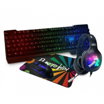 Combo gaming Mouse+ teclado+ Mousepad+ auriculares Play to Win GTC