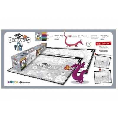 Lamina doble para colorear y pintar "DRAGONES" Uniesco.