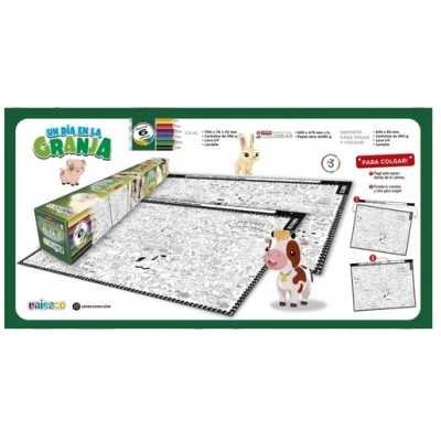 Lamina doble para colorear y pintar "GRANJA" Uniesco.