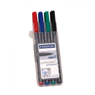 Set Marcador Permanente 2,5 mm Lumocolor x4 colores estuche plástico Staedtler