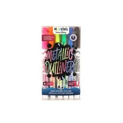 Microfibras Coloring Metallic Outliner x6 colores Mooving