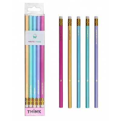 Set de lápices negros con goma "Think different!" x 5 unidades Wero