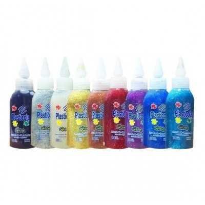 Adhesivo con brillo iridiscente x37 gramos Plasticola
