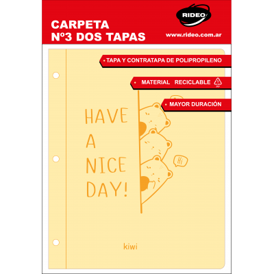 Carpeta Nº 3 plastica Kiwi de 2 tapas Rideo