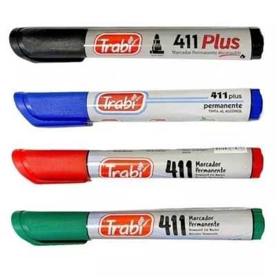 Marcador permanente 411 rojo punta redonda Trabi