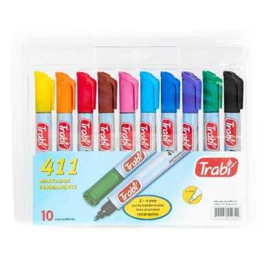 Marcadores Permanentes 411 blister x10 colores Trabi