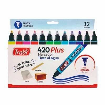 Marcadores al agua 420 blister x12 colores Trabi