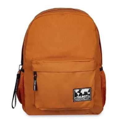 Mochila espalda Wanderlust lisa rojo terracota, 2 cierres Talbot