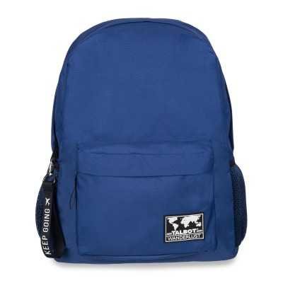Mochila espalda Wanderlust lisa azul, 2 cierres Talbot