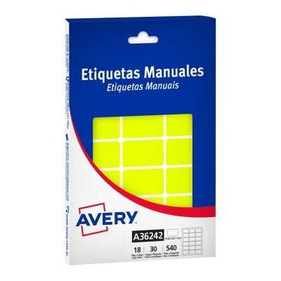 Caja de etiquetas adhesivas amarillo fluo 19,8x33,7 mm Avery