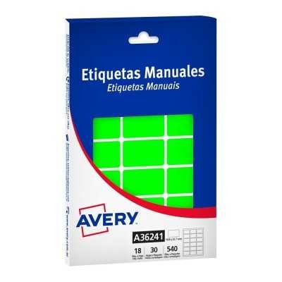 Caja de etiquetas adhesivas verde fluo 19,8x33,7 mm Avery
