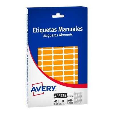 Caja de etiquetas adhesivas naranja fluo 8,1x19,4 mm Avery