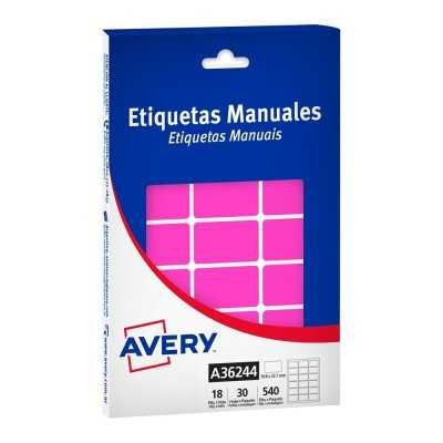 Caja de etiquetas adhesivas rosa fluo 19,8x33,7 mm Avery