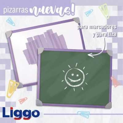 Pizarra  2 en 1 de 30x40 cm con marco color pastel violeta Liggo