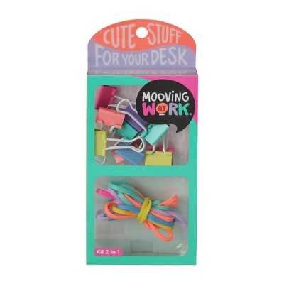 Kit 2 en 1 Green Binder clip+bandas elásticas Mooving at work