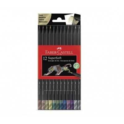 Lápices de color largos metálicos Supersoft x12 unidades Faber-Castell