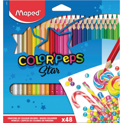 Lápices de color Color Peps x48 colores largos en caja Maped