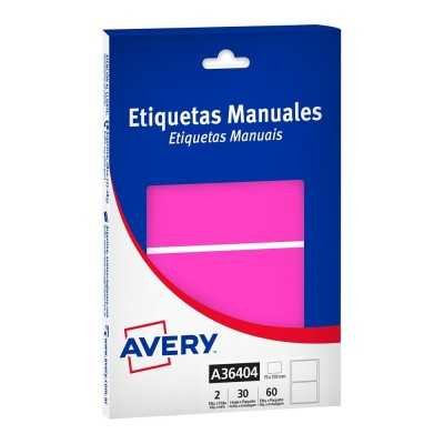 Caja de etiquetas adhesivas rosa flúo 75x103 mm Avery