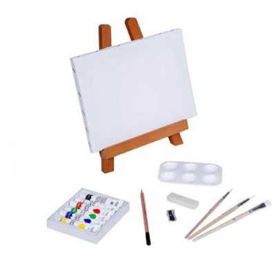 Set de Pintura Nro 1 con Atril, Pinceles, 6 Acrílicos, y Bastidor Sapiens