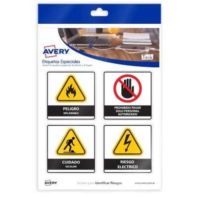 Stickers para identificar riesgos 1 hoja Avery