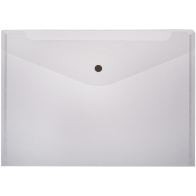 Sobre plástico A4 con botón simple  transparente Rideo