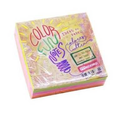 Notas adhesivas 75 x 75 mm surtido flúo cubo x200 hojas Medoro