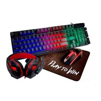 Combo gaming Mouse+ teclado+ Mousepad+ auriculares CBG-021 Play to Win GTC