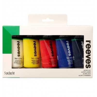 Set de Acrílicos x5 colores primarios de 75 ml Reeves