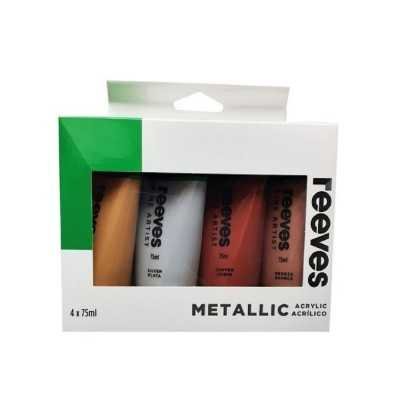 Set de Acrílicos x4 colores metalizados de 75 ml Reeves