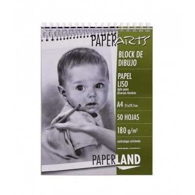 Block A4 dibujo liso Paperarts de 180 gramos con espiral Paperland