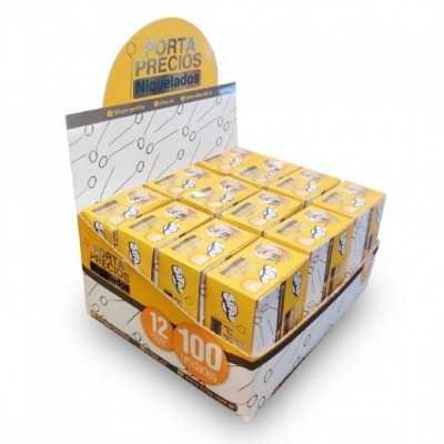 Portaprecios niquelados 3,5 cm en cajita x100 unidades Sifap