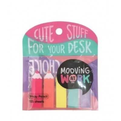 Banderitas señaladoras lápiz 12x45 mm blister Mooving at work