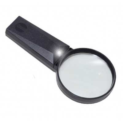 Lupa lente cristal de mano con luz led 50 mm 3.5x Galileo